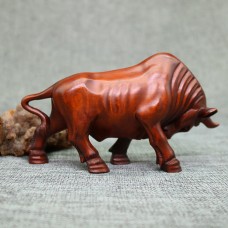 CQ016ca -14.5X8.5X5  CM Carved Boxwood Carving Figurine : Powerful Buffalo Ox   163202969106